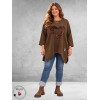 FRENZI Sweater Long Velvet Hart Bruin