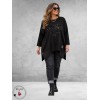 FRENZI Sweater Long Velvet Hart Zwart
