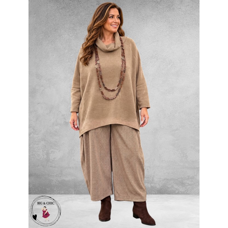 Frenzi Broek Ruit/Bruin/Beige 