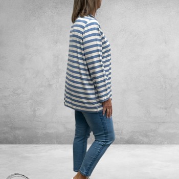 VIA APPIA DUE Shirt Strepen Dusty Blue 