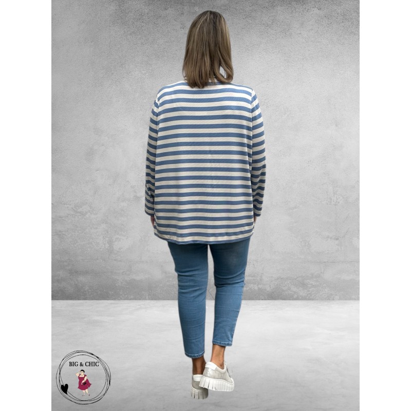 VIA APPIA DUE Shirt Strepen Dusty Blue 