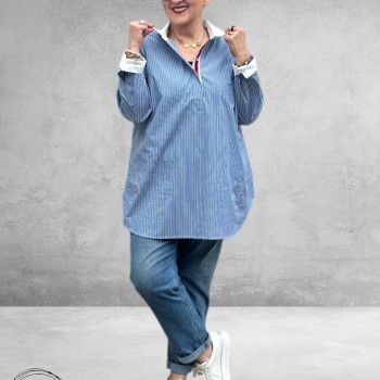 Via Appia Due Tuniek-Blouse Blauw Bloom Line 