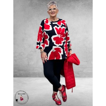 Via Appia Due Shirt Bloom Line Donkerblauw/Rood/Wit