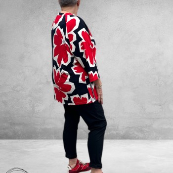 Via Appia Due Shirt Bloom Line Donkerblauw/Rood/Wit