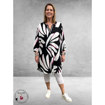 Via Appia Due Jurk-Tuniek Zwart-Wit-Pink