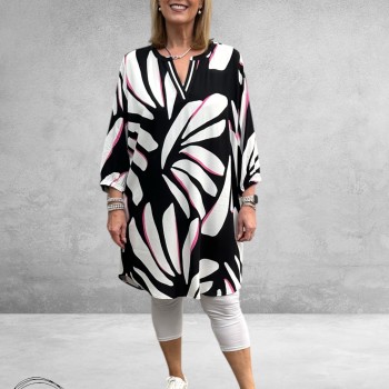 Via Appia Due Jurk-Tuniek Zwart-Wit-Pink