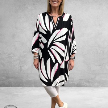Via Appia Due Jurk-Tuniek Zwart-Wit-Pink