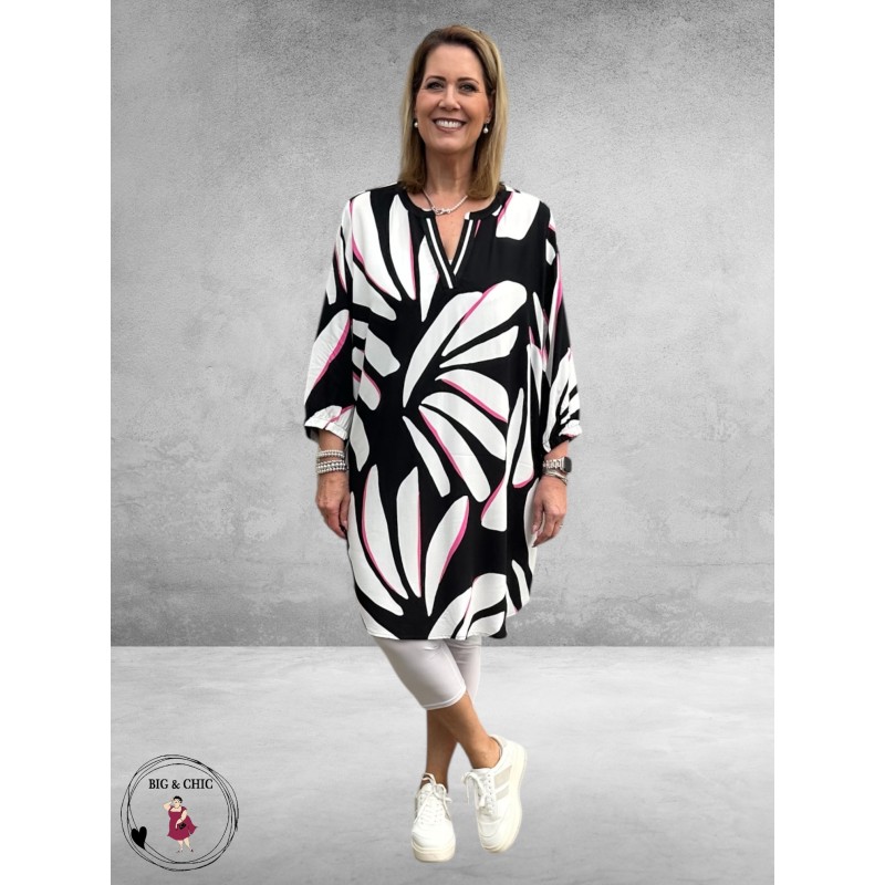 Via Appia Due Jurk-Tuniek Zwart-Wit-Pink