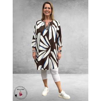 Via Appia Due Jurk-Tuniek Mocca Multikleur