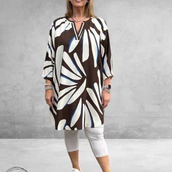 Via Appia Due Jurk-Tuniek Mocca Multikleur