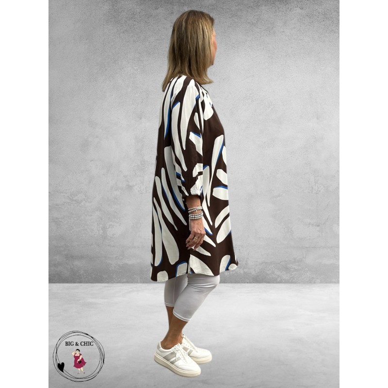 Via Appia Due Jurk-Tuniek Mocca Multikleur