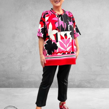 Via Appia Due Sweater Pink Impact Kortmouw