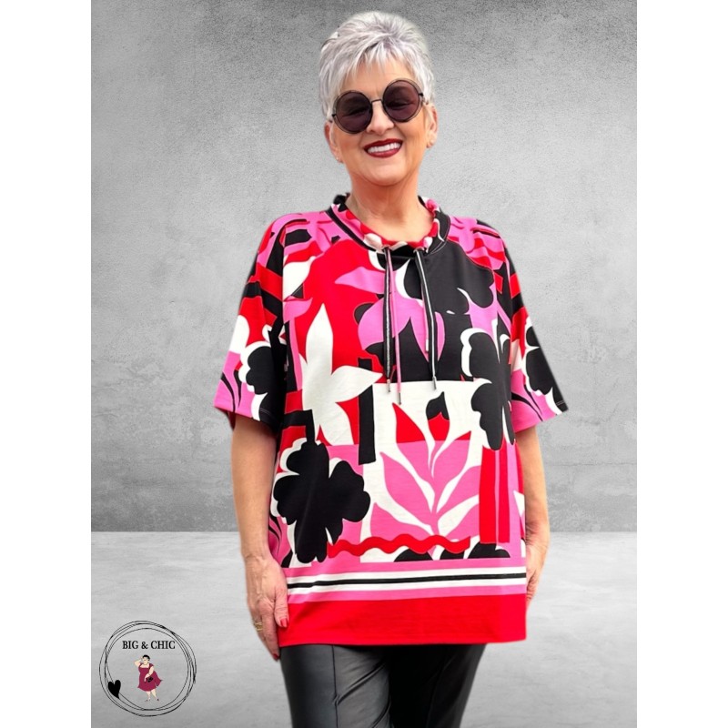 Via Appia Due Sweater Pink Impact Kortmouw