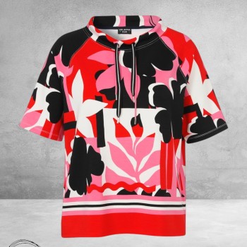 Via Appia Due Sweater Pink Impact Kortmouw