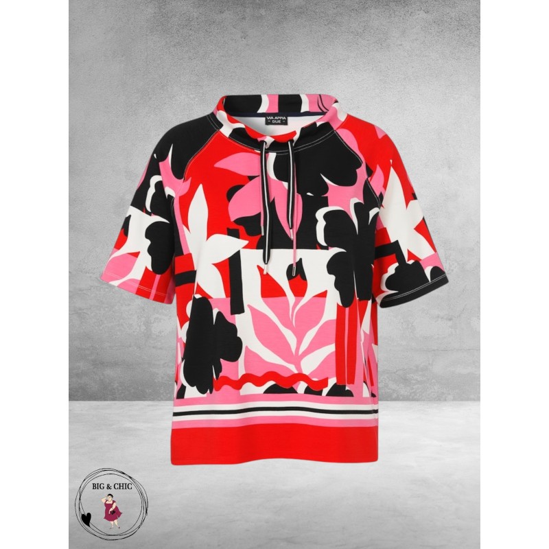 Via Appia Due Sweater Pink Impact Kortmouw