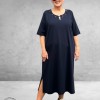 Via Appia Due Jurk – Navy Zilveren Halsdetail