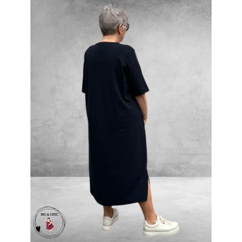 Via Appia Due Jurk – Navy Zilveren Halsdetail