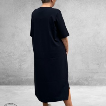 Via Appia Due Jurk – Navy Zilveren Halsdetail