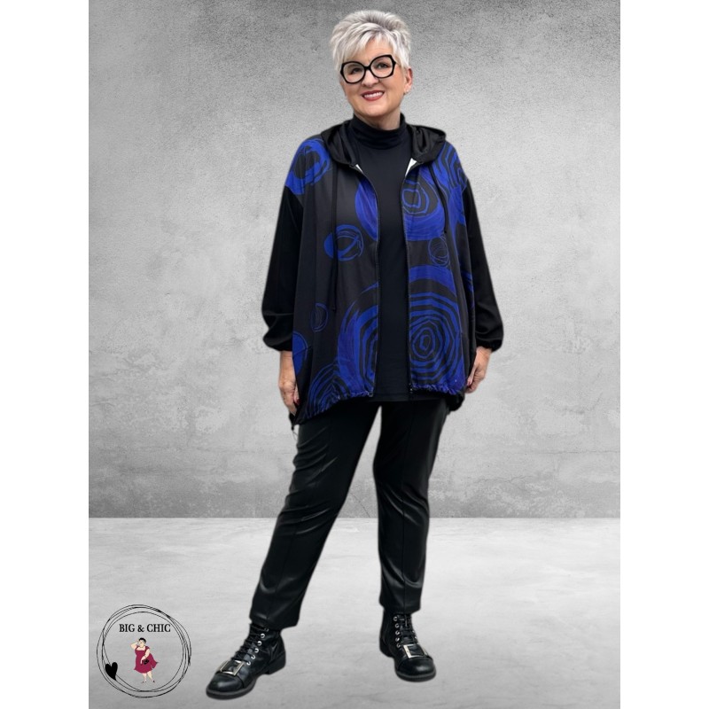 FRENZI  Jas Zwart Abstract Kobalt-Zwart