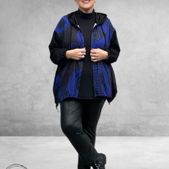 FRENZI  Jas Zwart Abstract Kobalt-Zwart