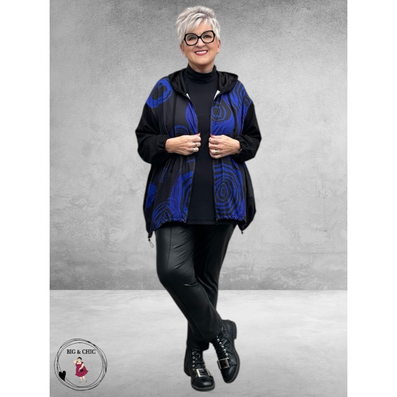 FRENZI  Jas Zwart Abstract Kobalt-Zwart