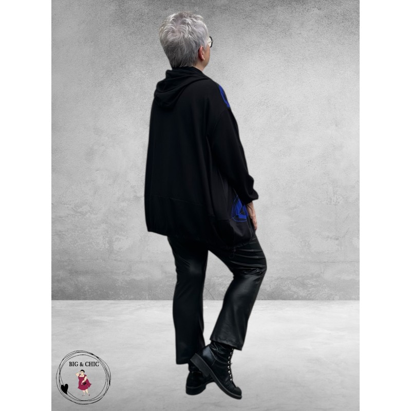 FRENZI  Jas Zwart Abstract Kobalt-Zwart