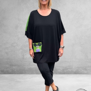 FRENZI Shirt Lady Zwart/Lime