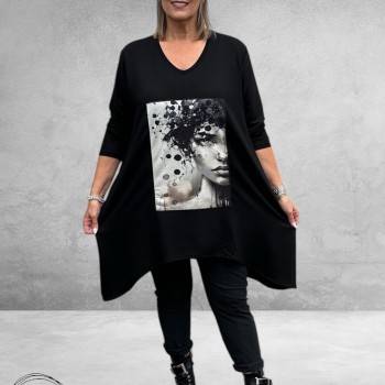 FRENZI Tuniek Zwart/Beige 