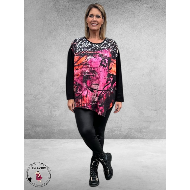 FRENZI Shirt Pink/Orange Strass