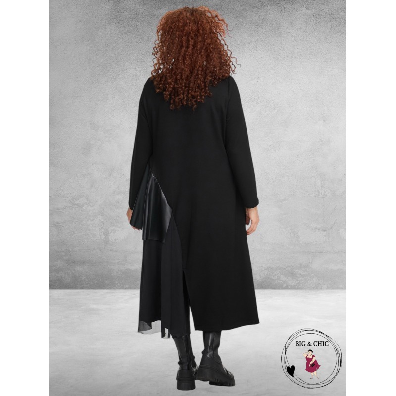 DYB Jurk Zwart Mesh/Leerlook