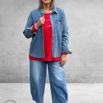 GOZZIP Baggy Broek Clara Light Blue Denim