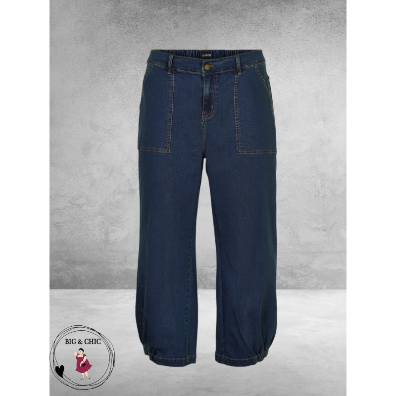 GOZZIP Baggy Broek Clara Dark Blue Denim