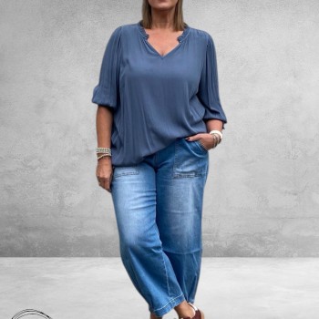 GOZZIP Baggy Broek Clara Light Blue Denim