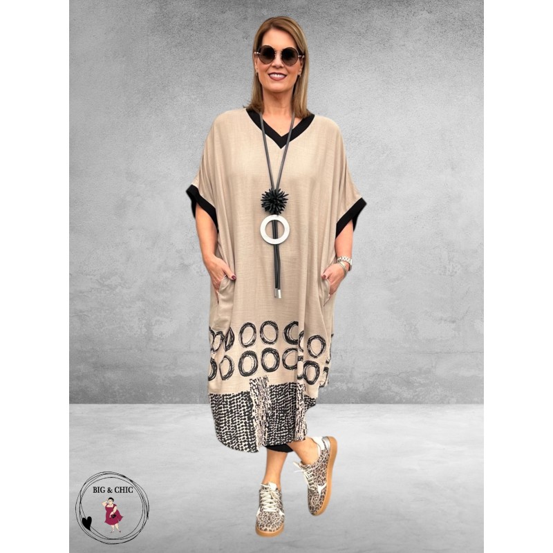 Gozzip Jurk Nia Zand/Zwart