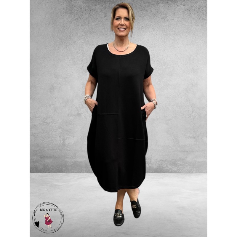 Gozzip Black Jurk Dunya Ballonzoom Zwart