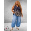 Gozzip Top Berta Blauw/Zand Ornamenten