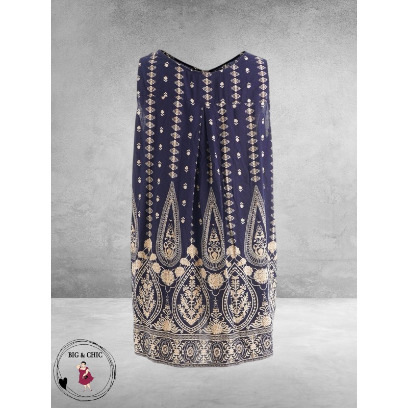Gozzip Top Berta Blauw/Zand Ornamenten