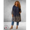 Gozzip Blouse-Tuniek Johanne Blauw/Zand Ornamenten