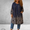 Gozzip Blouse-Tuniek Johanne Blauw/Zand Ornamenten