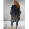 Gozzip Blouse-Tuniek Johanne Blauw/Zand Ornamenten