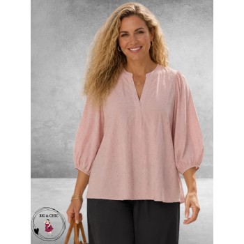 Gozzip Blouse Amaris Roze Bruin/Zilver Stippen