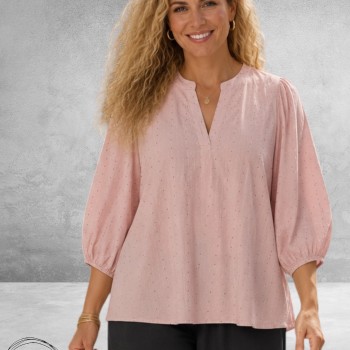 Gozzip Blouse Amaris Roze Bruin/Zilver Stippen