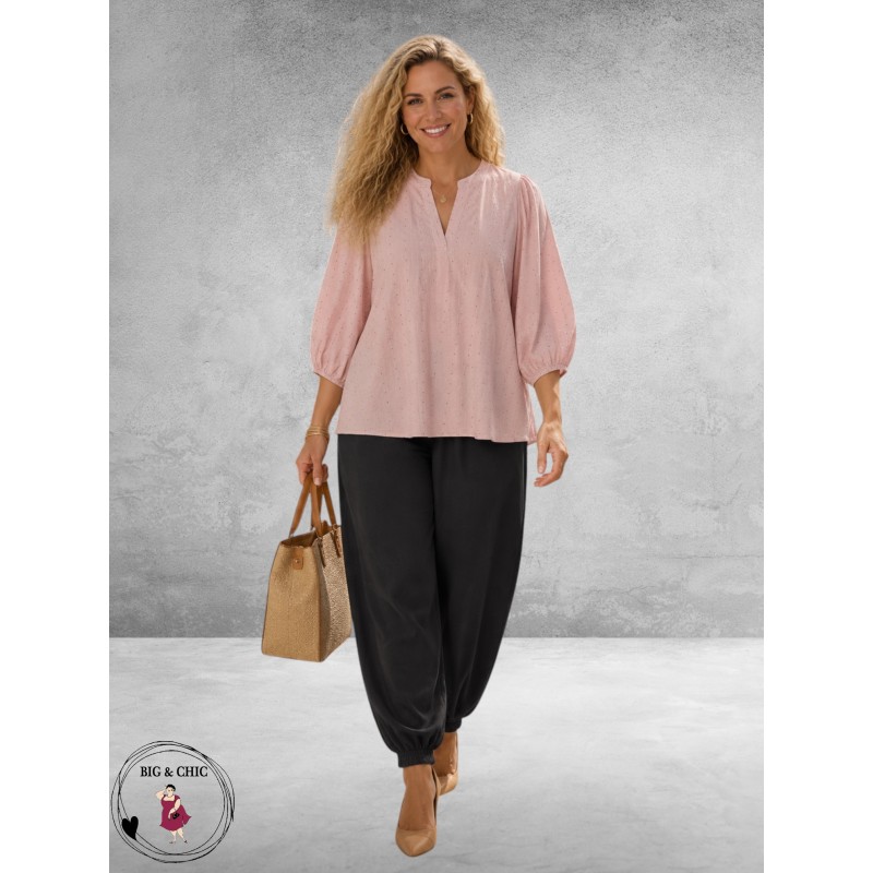 Gozzip Blouse Amaris Roze Bruin/Zilver Stippen
