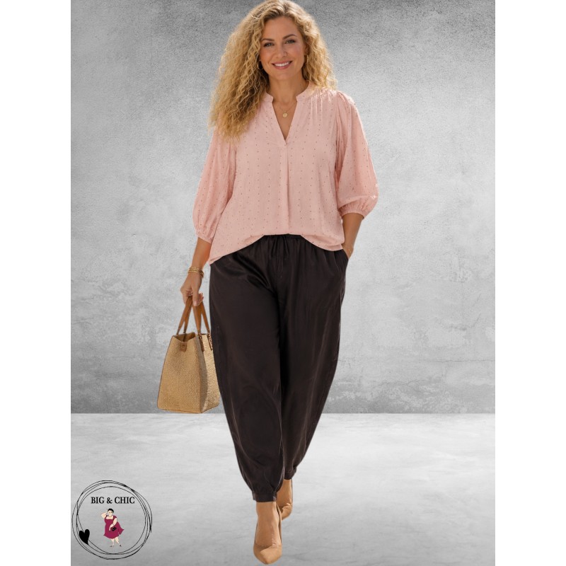 Gozzip Blouse Amaris Roze Bruin/Zilver Stippen