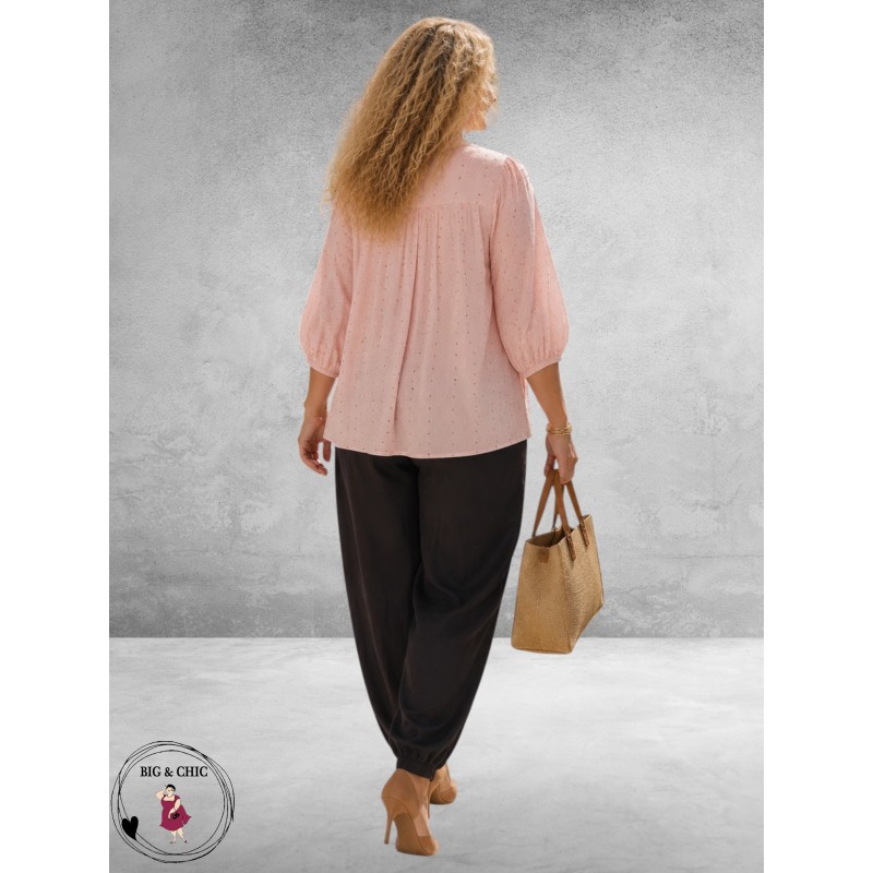 Gozzip Blouse Amaris Roze Bruin/Zilver Stippen
