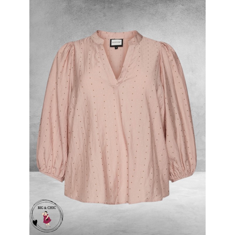 Gozzip Blouse Amaris Roze Bruin/Zilver Stippen