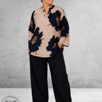 Gozzip Blouse Billie Zand/Zwart/Flowers