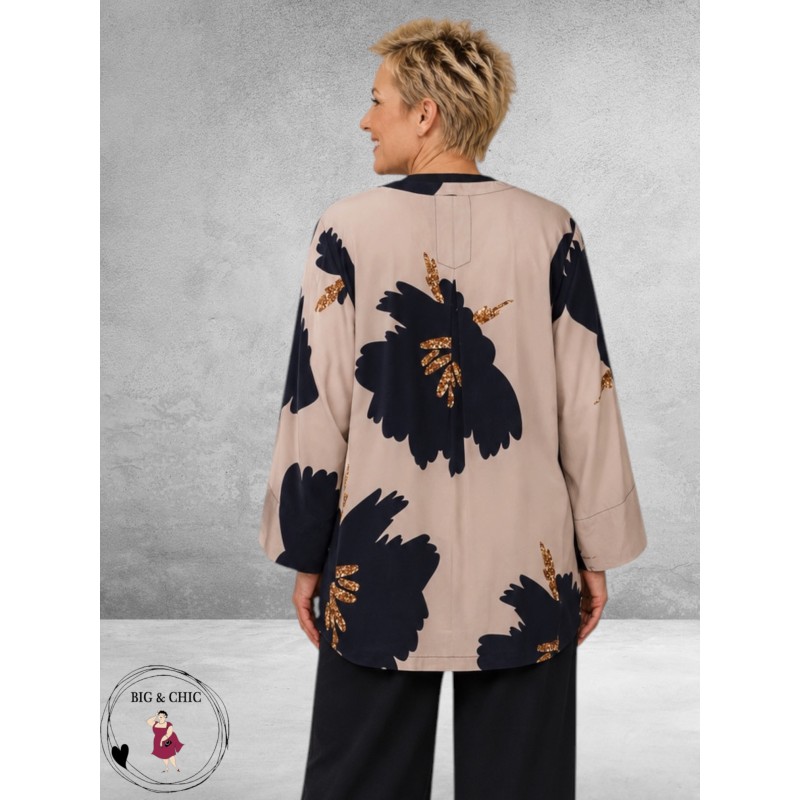 Gozzip Blouse Billie Zand/Zwart/Flowers
