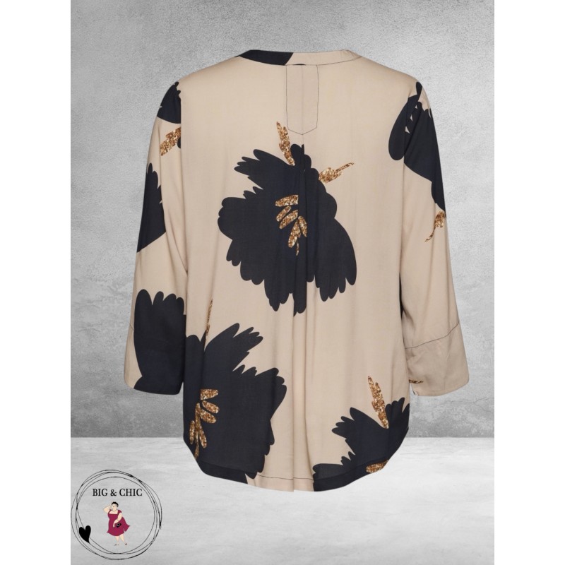 Gozzip Blouse Billie Zand/Zwart/Flowers