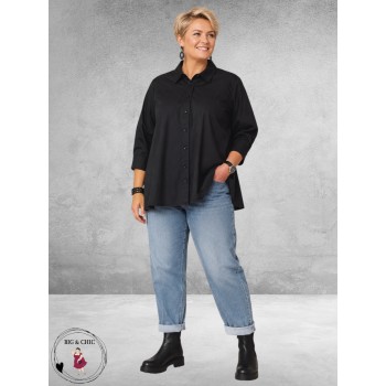 GOZZIP Blouse Zelia A-Lijn Zwart